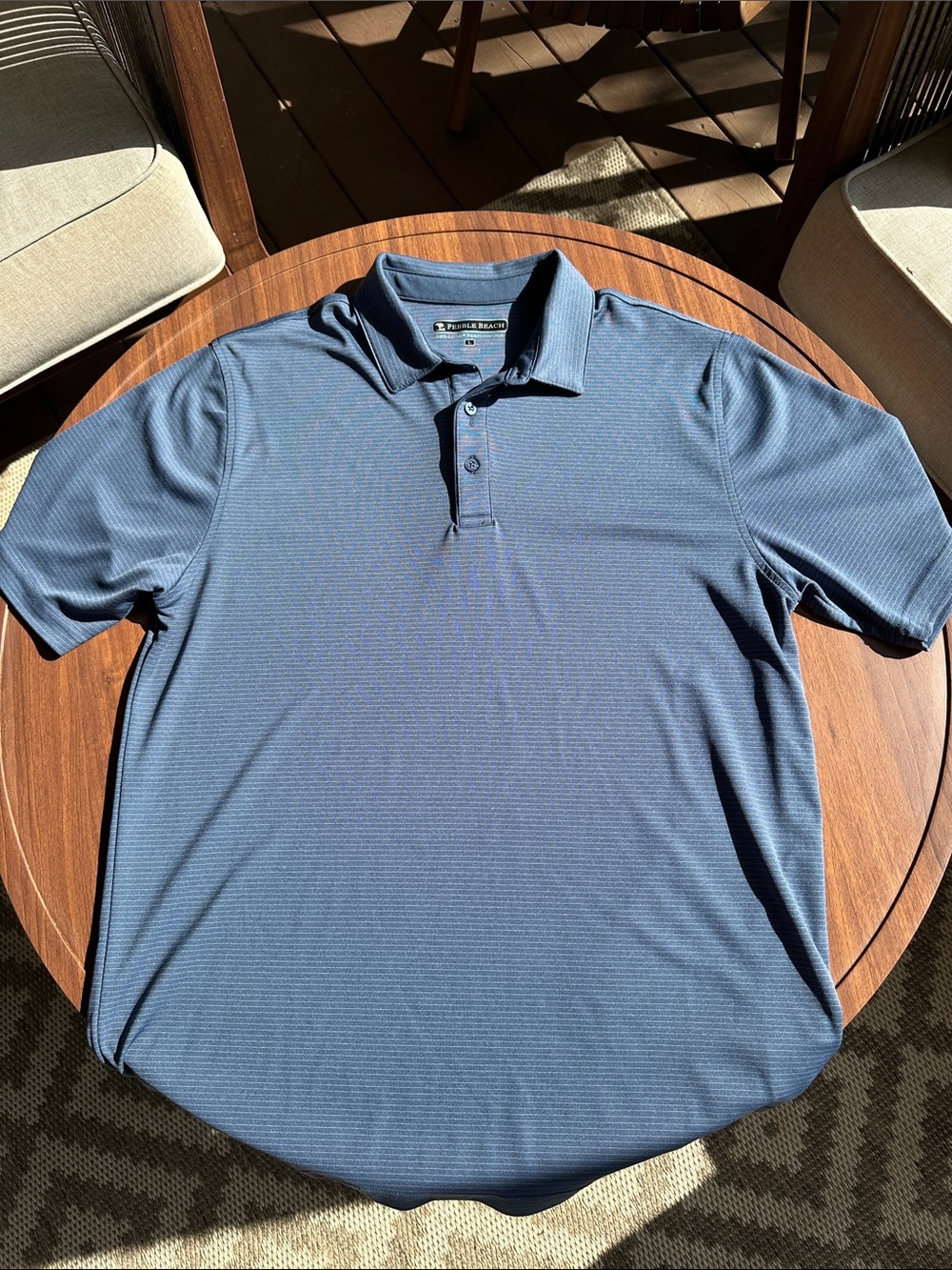 Pebble Beach Blue Striped Performance Polo